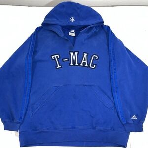 Vintage Adidas Tracy McGrady T-MAC Blue Sweatshirt Hoodie Medium Y2K Stained